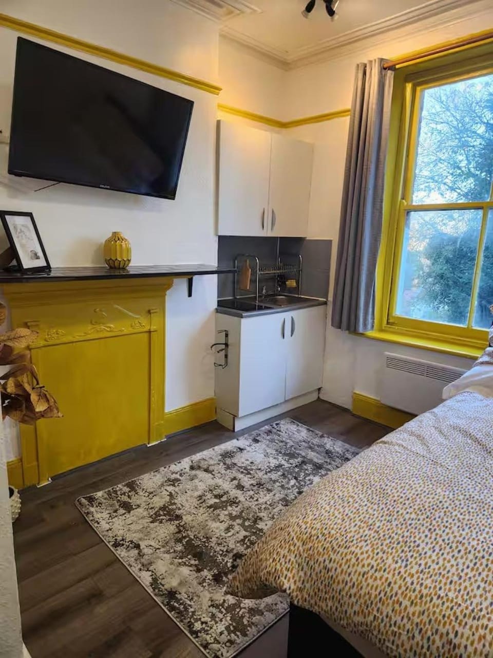 Bed, TV and multimedia, Kitchen or kitchenette, Photo of the whole room, Bedroom