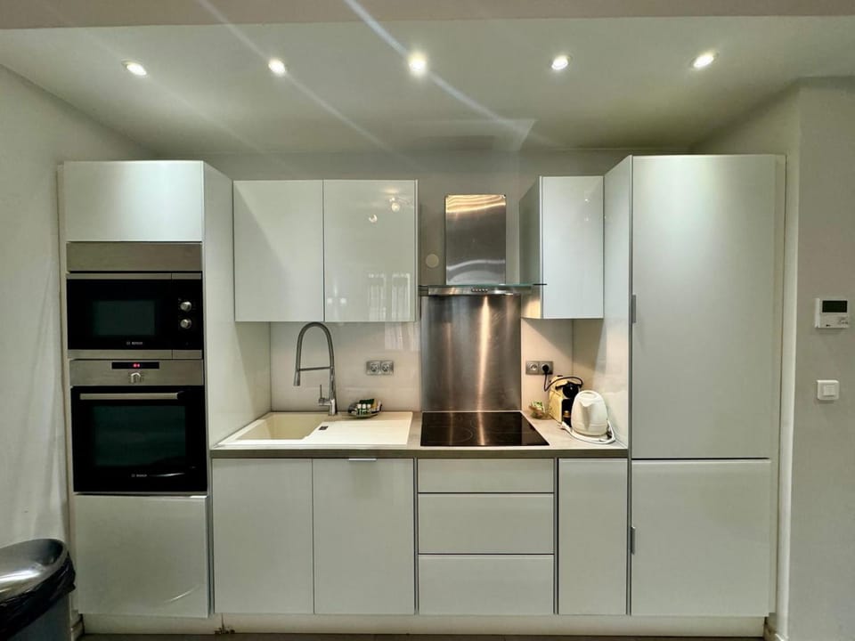 Kitchen or kitchenette, oven, stove