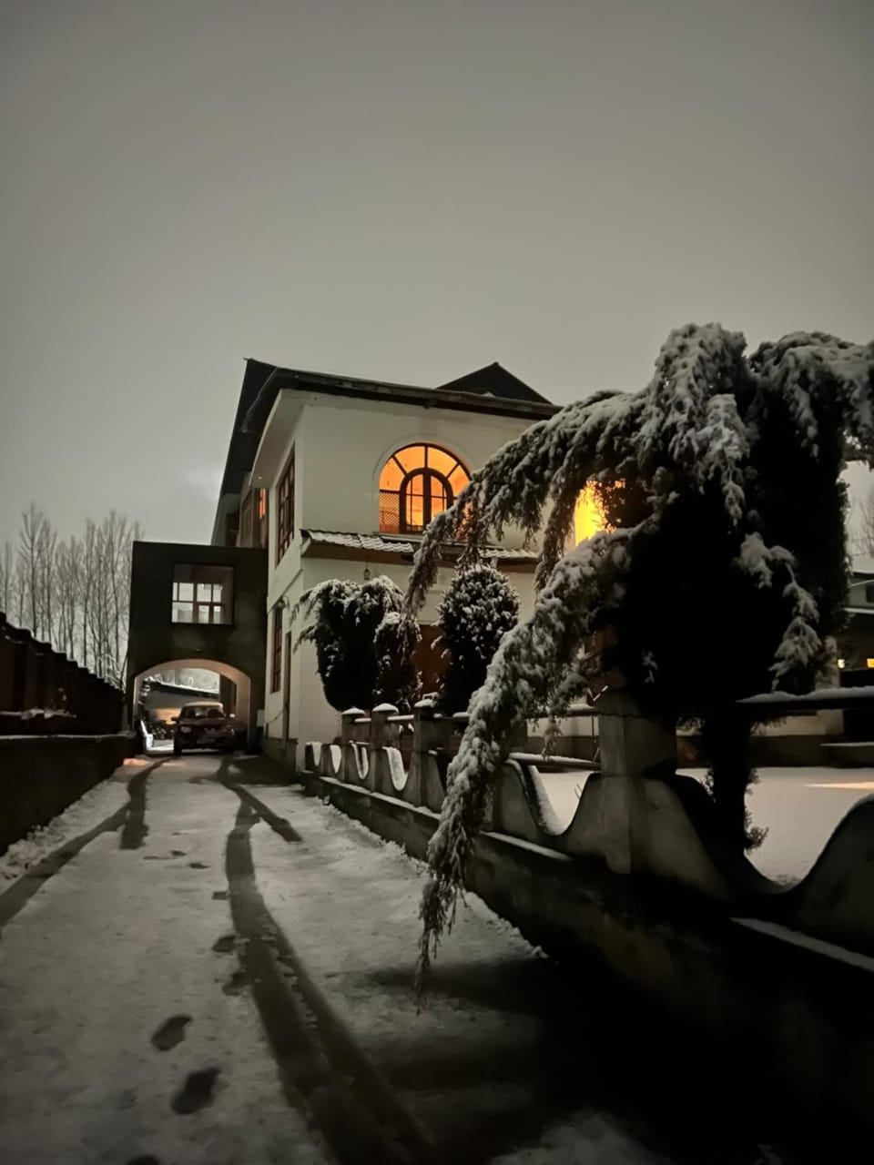Property building, Night, Winter, Parking