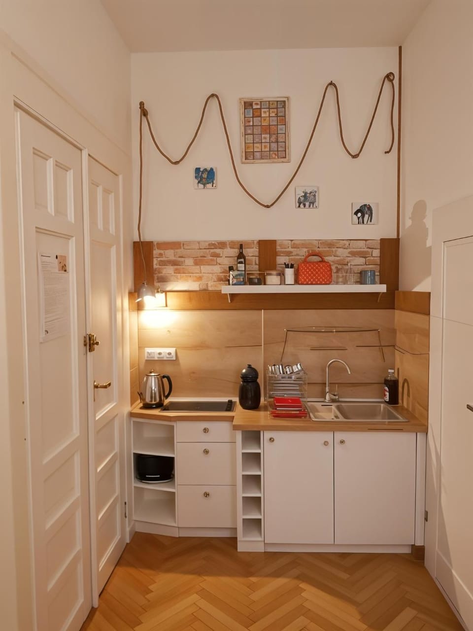 Kitchen or kitchenette, stove