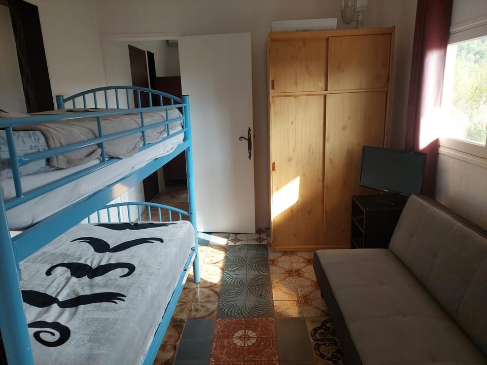 Living room, bunk bed, wardrobe