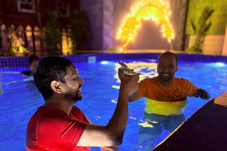 Night, People, Pool view, Swimming pool, group of guests