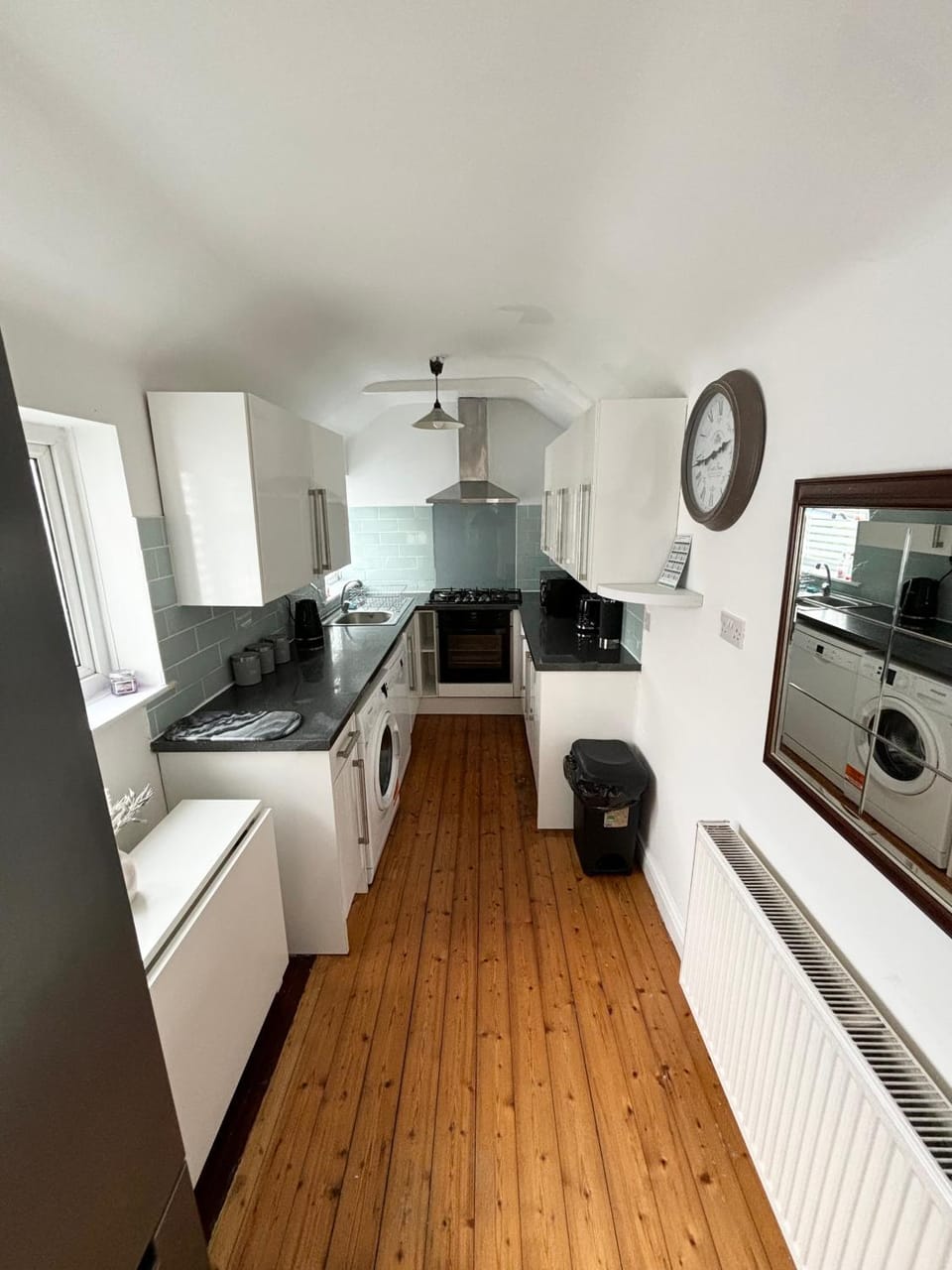 Kitchen or kitchenette, oven, stove, toaster