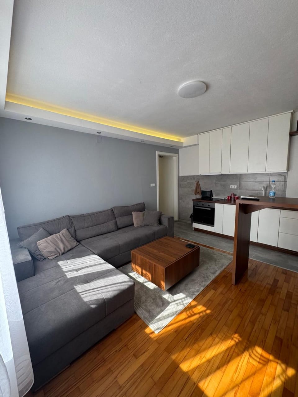 Kitchen or kitchenette, Living room, Seating area, oven