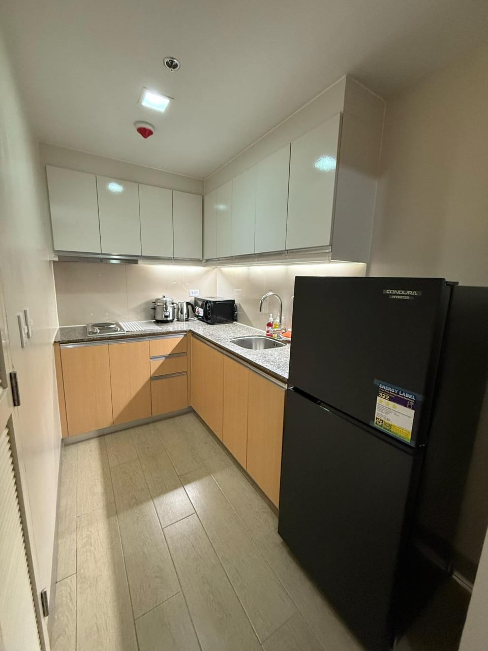 Kitchen or kitchenette, oven