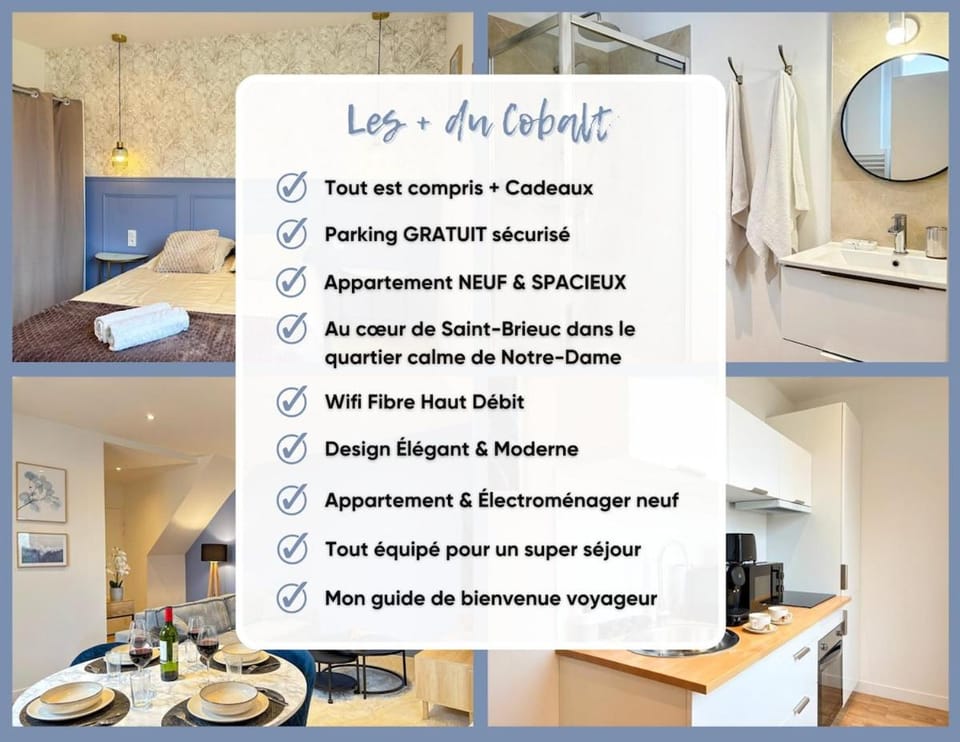 Le Cobalt - Parking Gratuit, Unique & Central Apartment in Brittany