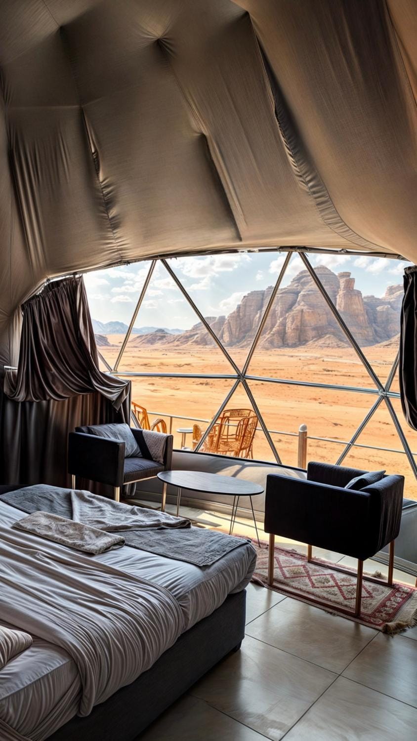 Natural landscape, Seating area, Bedroom