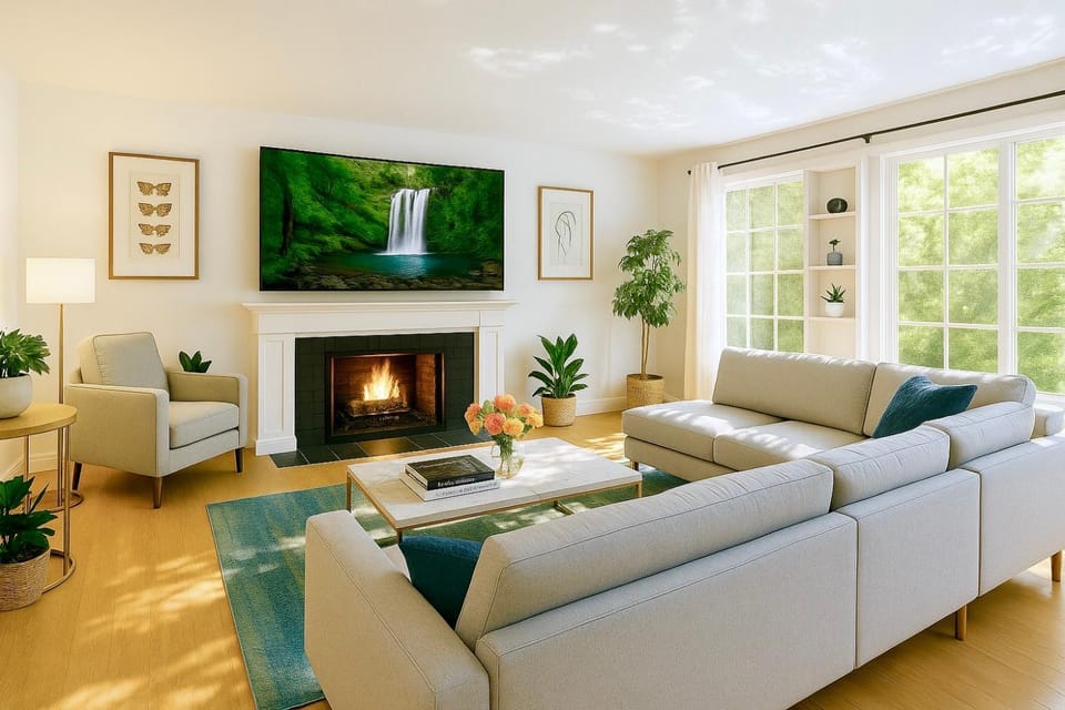 Property building, Communal lounge/ TV room, TV and multimedia, Living room, fireplace, fireplace