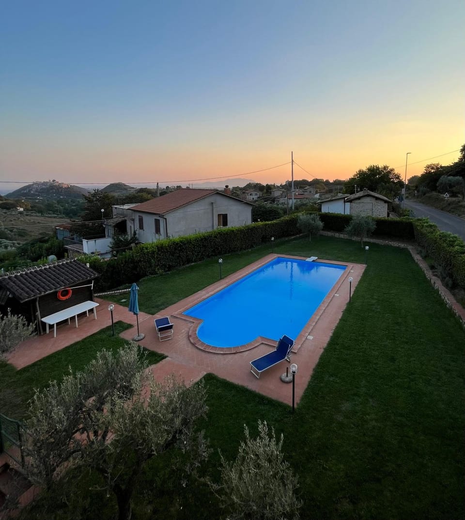 Natural landscape, Pool view, Swimming pool, Sunset