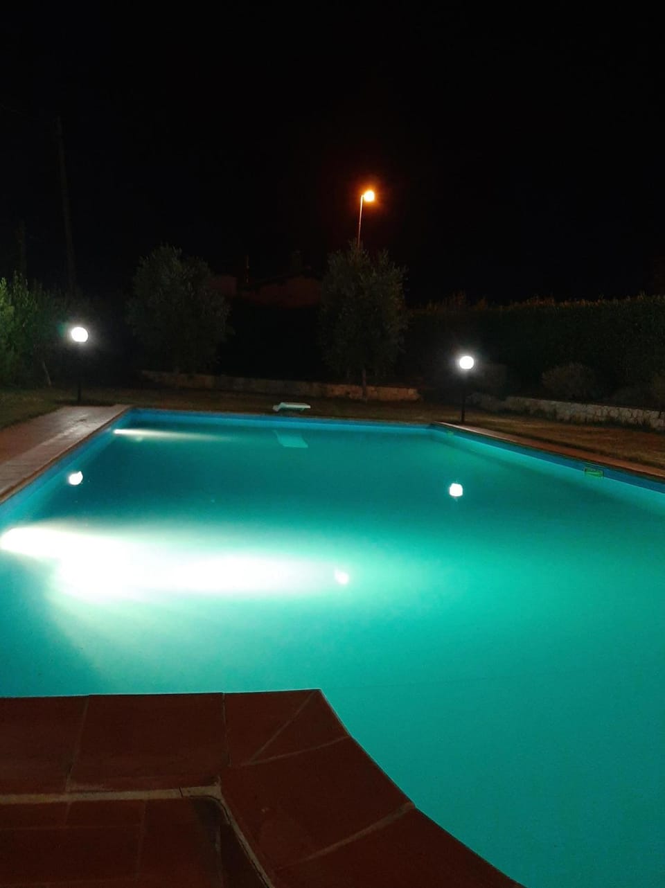 Night, Pool view, Swimming pool