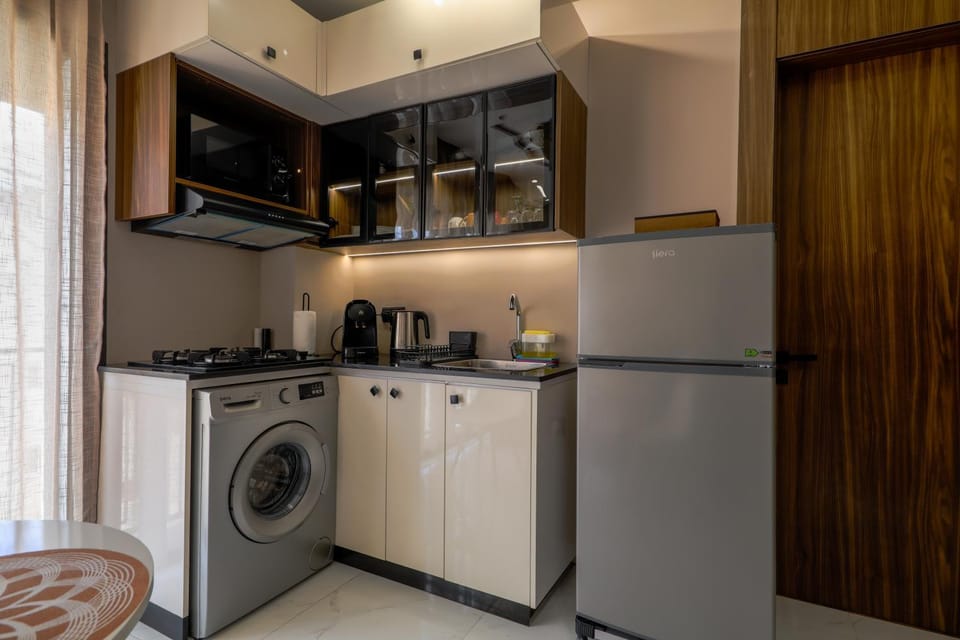 Coffee/tea facilities, Kitchen or kitchenette, minibar, oven, stove, toaster, dryer