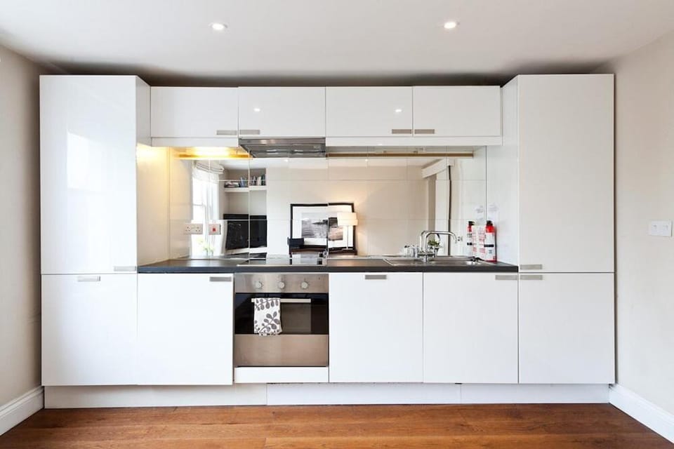 Kitchen or kitchenette, oven, stove, toaster