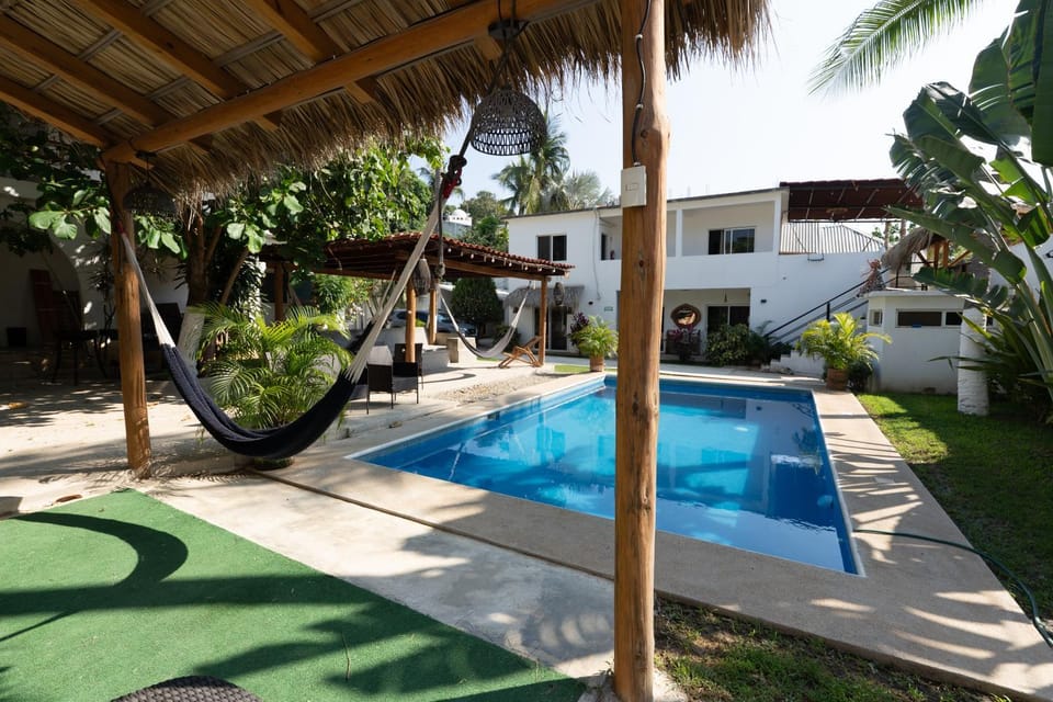 Property building, Patio, Day, Garden, Garden view, Pool view, Swimming pool, sunbed