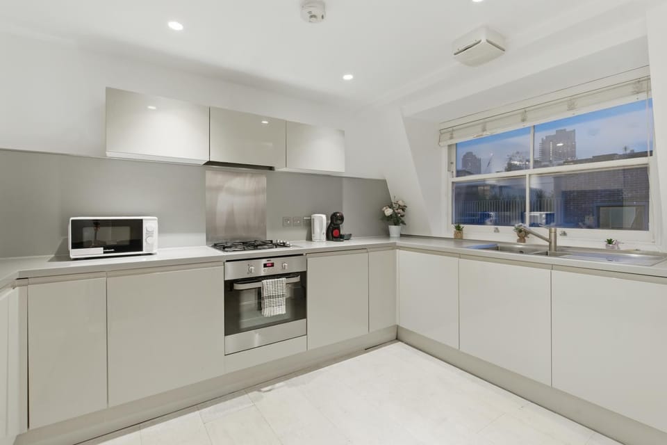 Kitchen or kitchenette, dishwasher, oven, stove, toaster