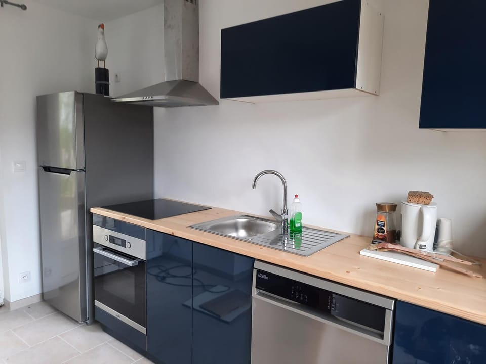 Kitchen or kitchenette, dishwasher, oven, stove