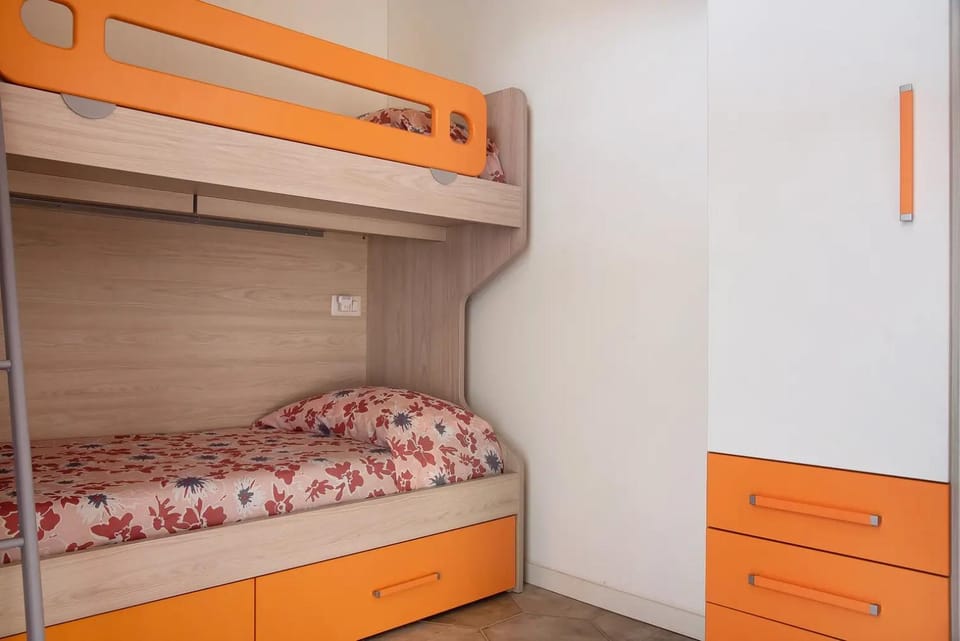 Bed, bunk bed, wardrobe