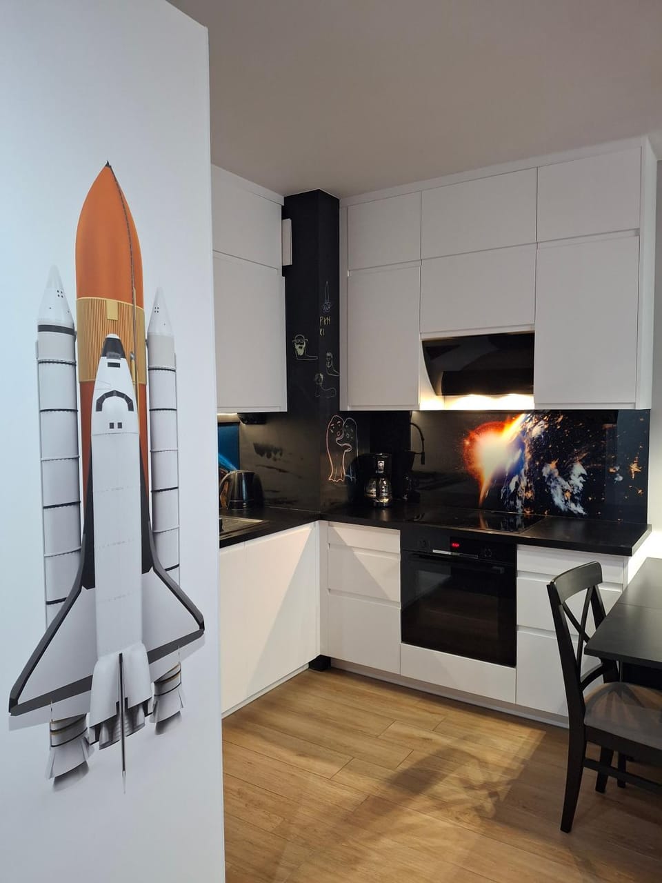 Kitchen or kitchenette, stove
