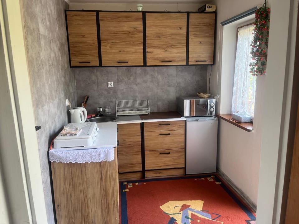 Kitchen or kitchenette, oven