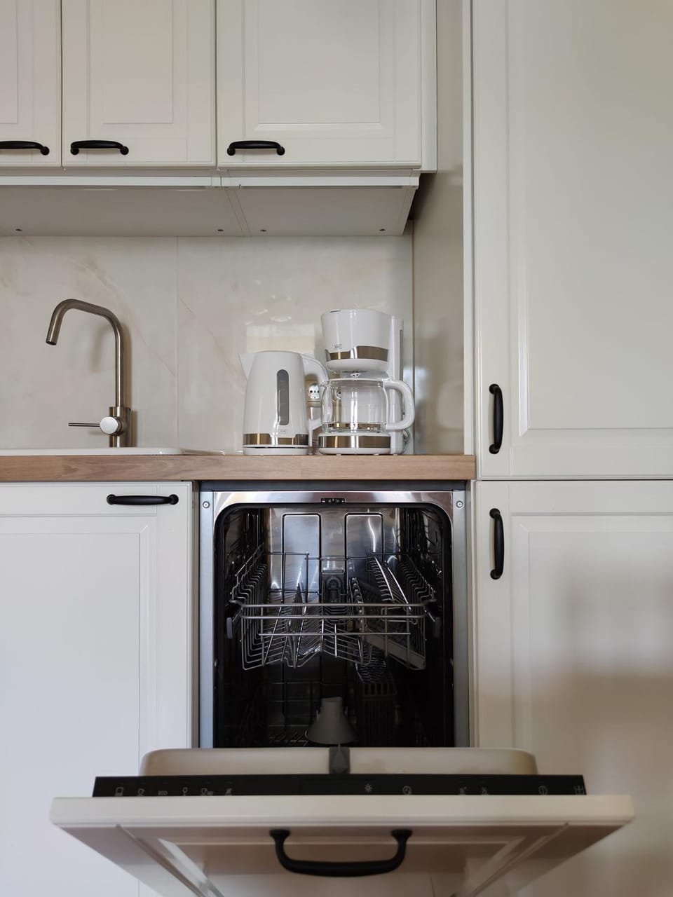 Kitchen or kitchenette, dishwasher