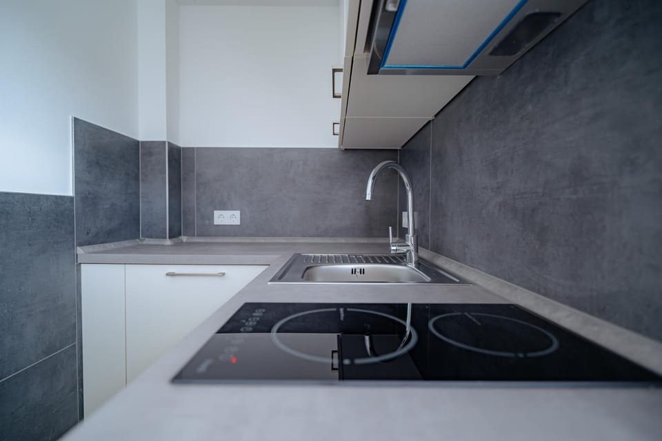Kitchen or kitchenette, stove