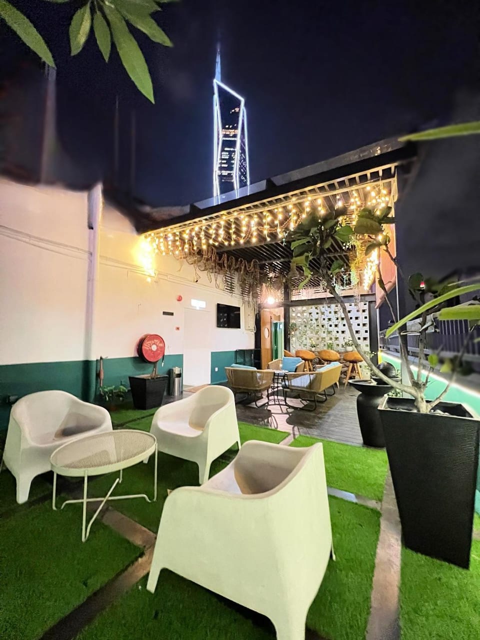 Property building, Patio, Nearby landmark, Night, Natural landscape, Garden, View (from property/room), Balcony/Terrace, Seating area, Garden view