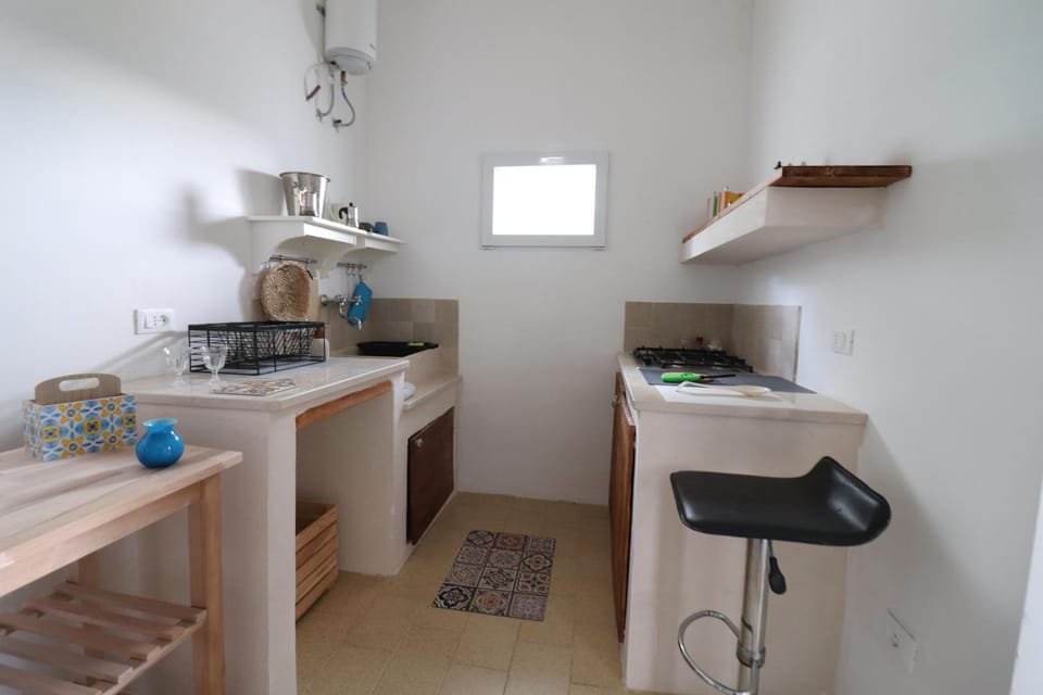Kitchen or kitchenette, stove