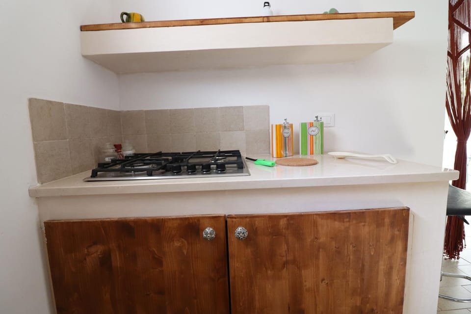 Kitchen or kitchenette, stove