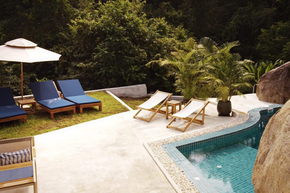 Patio, Day, Natural landscape, Garden, Garden view, Pool view, Swimming pool, sunbed