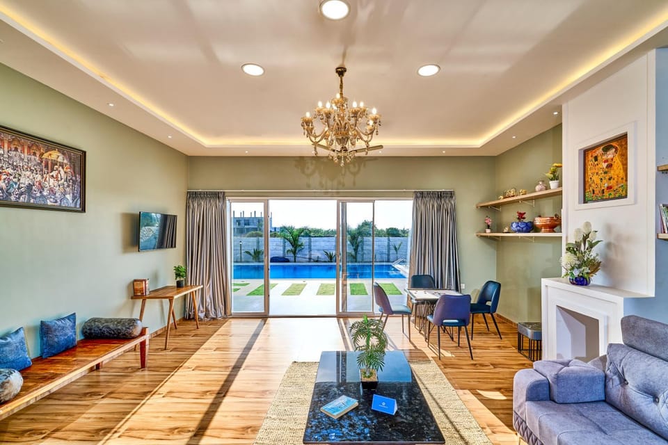 Living room, Seating area, Pool view, Swimming pool
