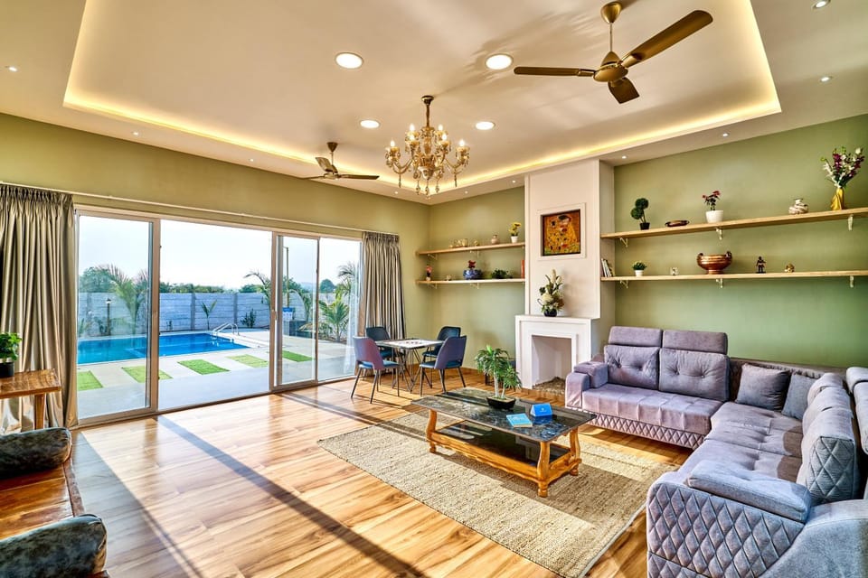 Living room, Seating area, Pool view, Swimming pool, sunbed
