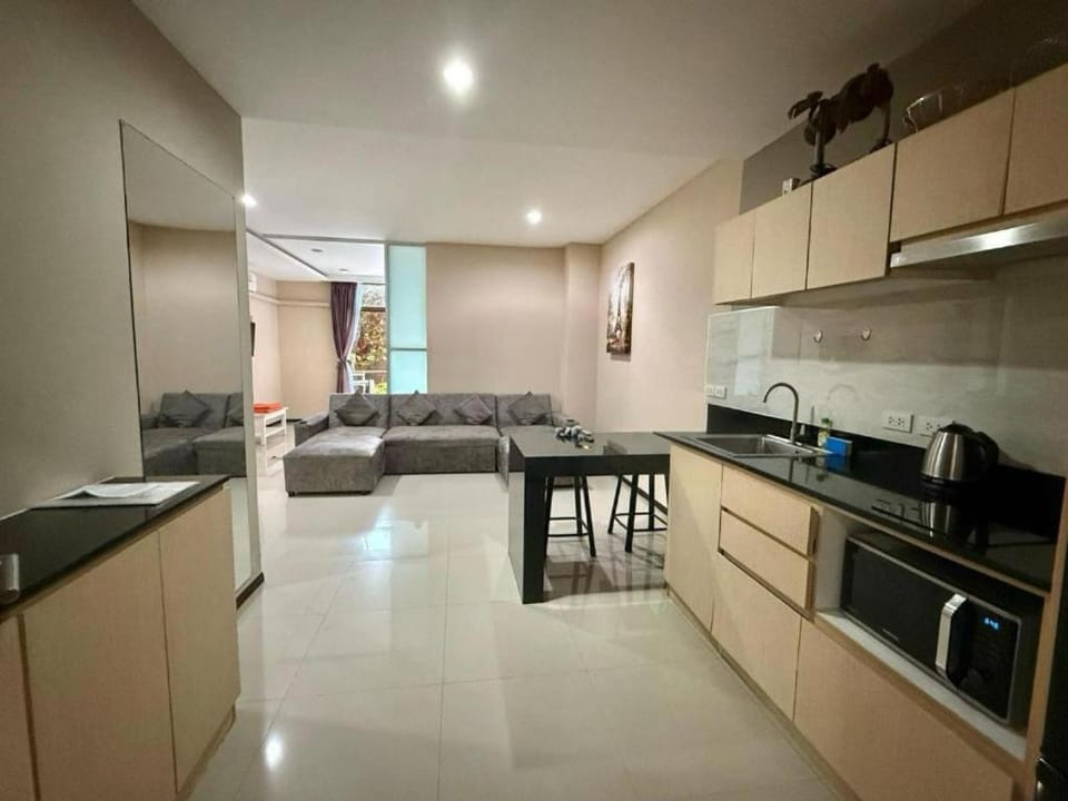 Living room, kitchen