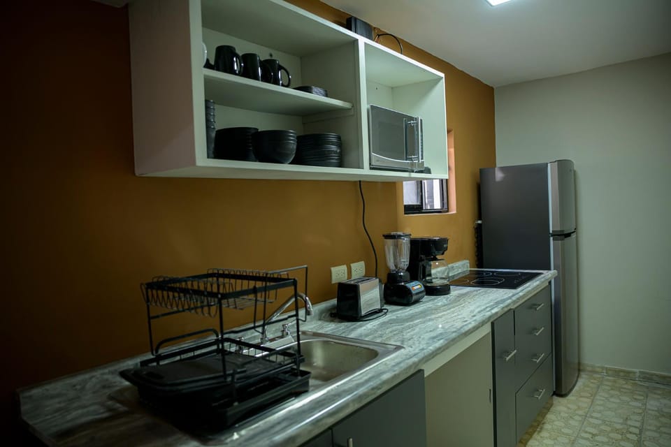 Kitchen or kitchenette, oven, stove