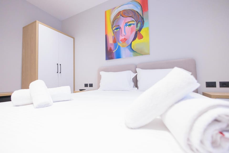 Bed, Photo of the whole room, Bedroom, towels, wardrobe