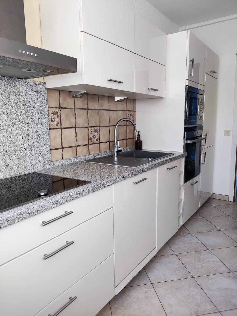 Kitchen or kitchenette, dishwasher, stove