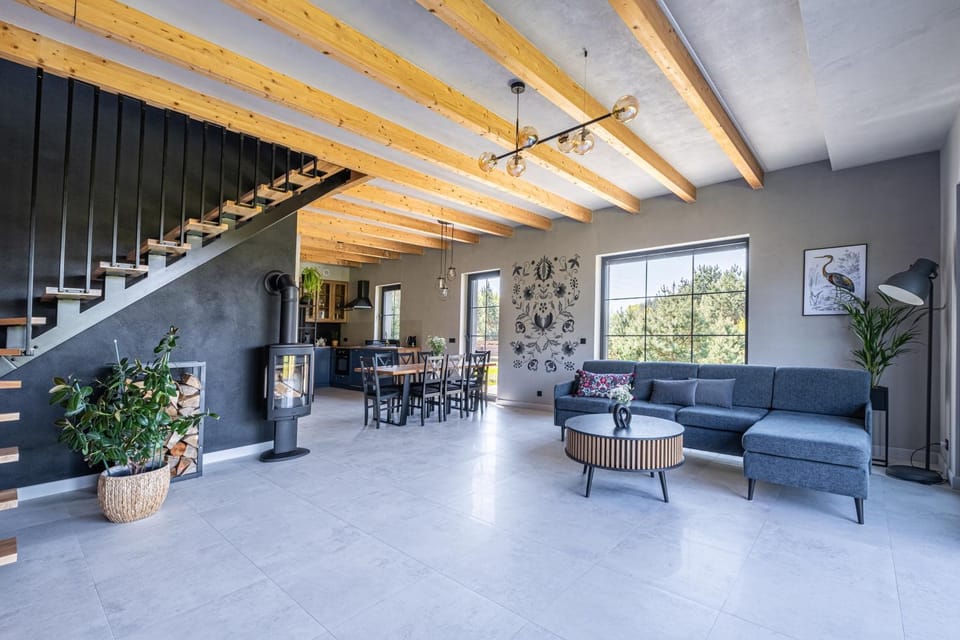 Living room, Seating area, Dining area, Garden view, fireplace