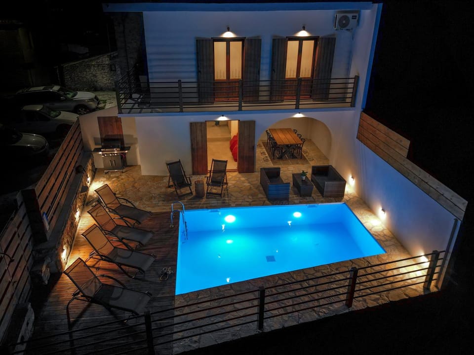 Night, Pool view, Swimming pool