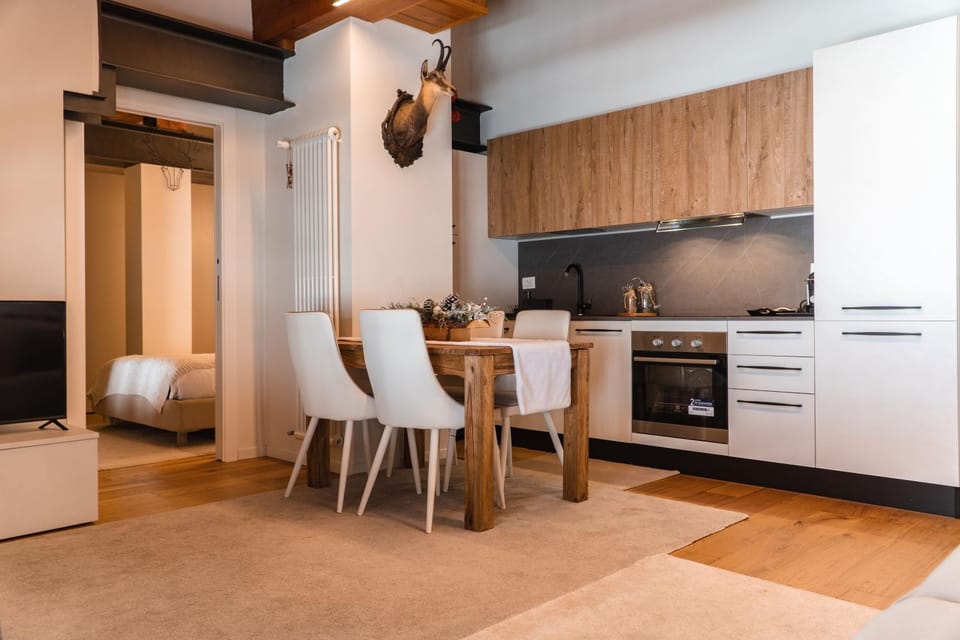 Kitchen or kitchenette, Living room, Dining area, stove