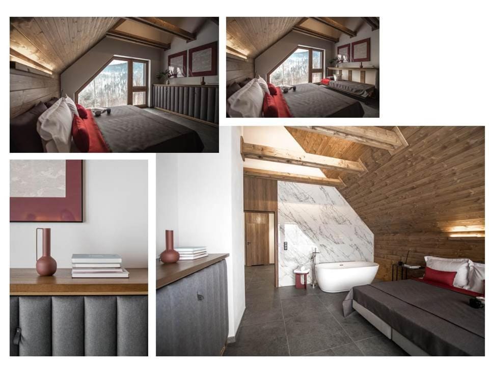 Bed, Photo of the whole room, Bedroom, Mountain view