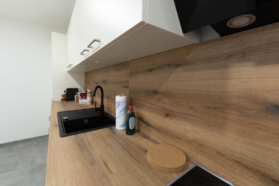 Kitchen or kitchenette, stove