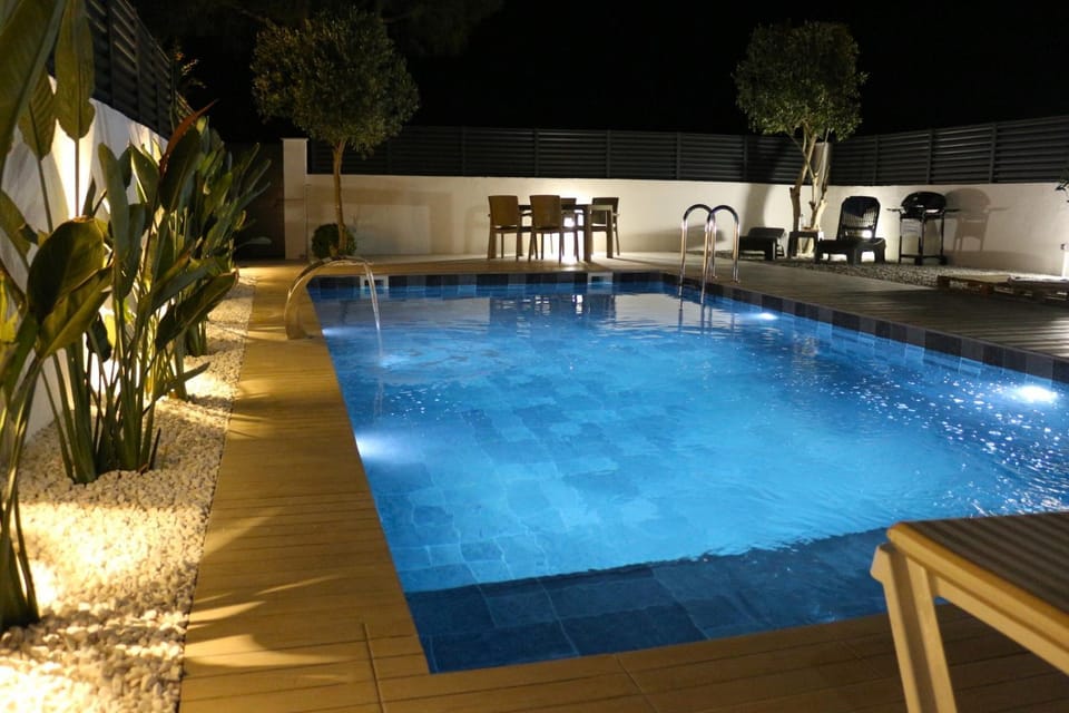 Night, Pool view, Swimming pool