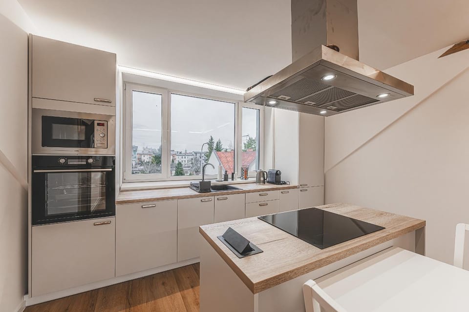 Kitchen or kitchenette, stove