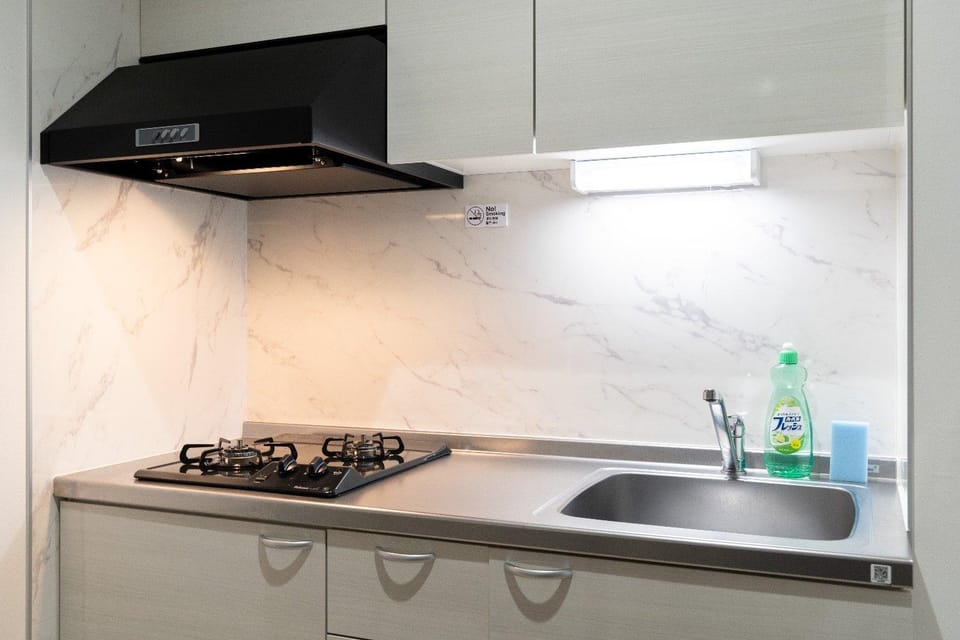 Kitchen or kitchenette, stove