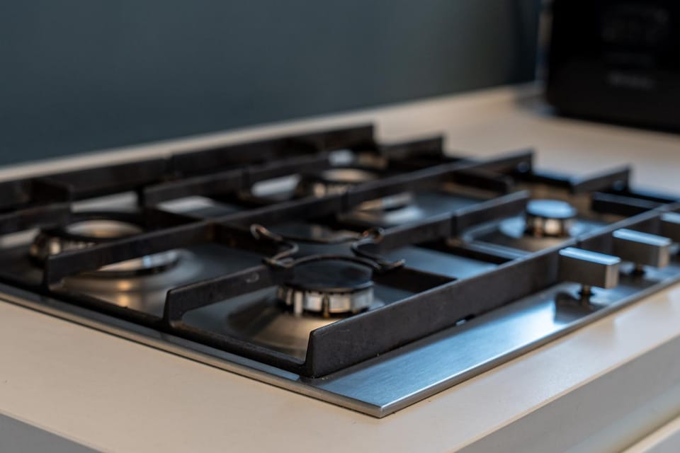 Kitchen or kitchenette, stove