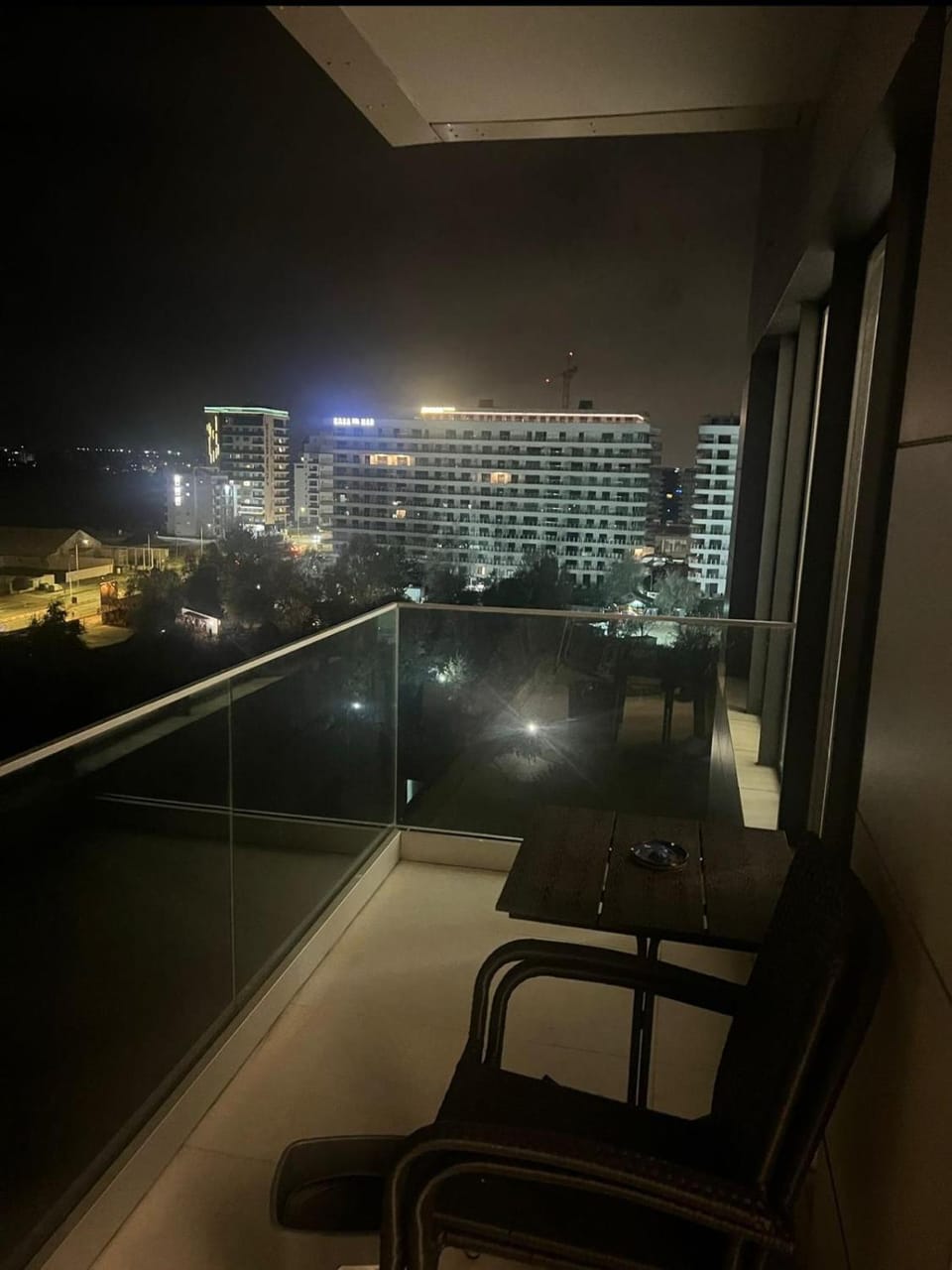 Night, View (from property/room), Balcony/Terrace, Living room, City view