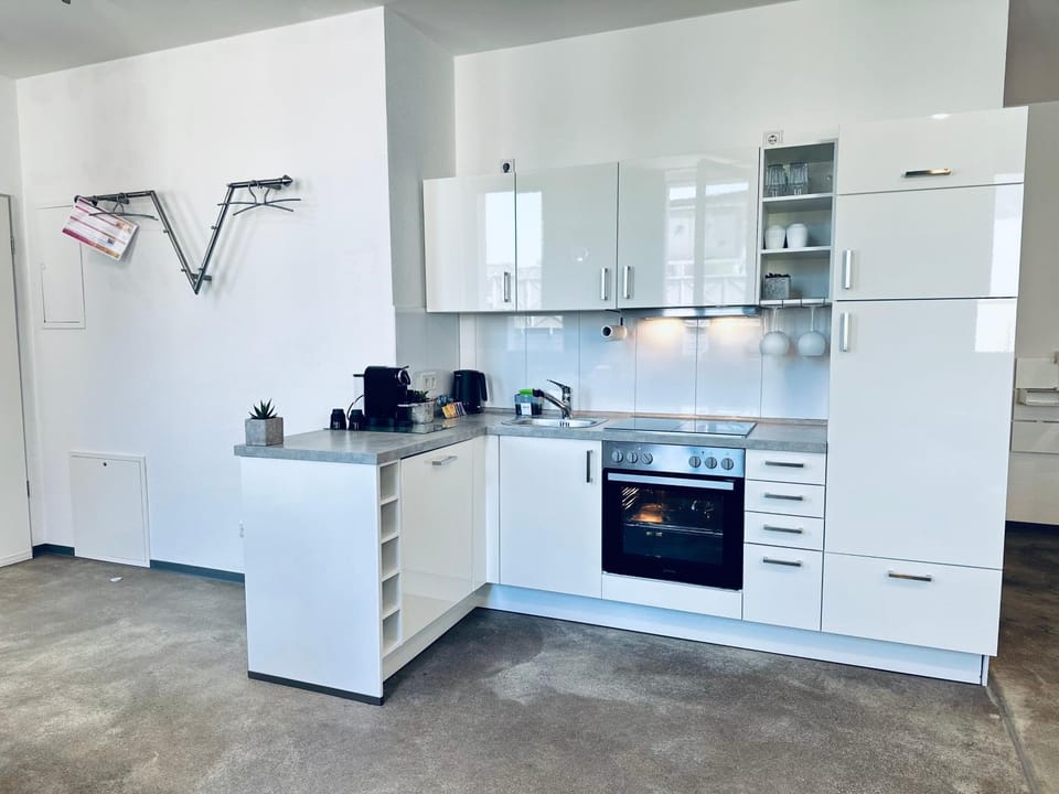 Kitchen or kitchenette, dishwasher, stove