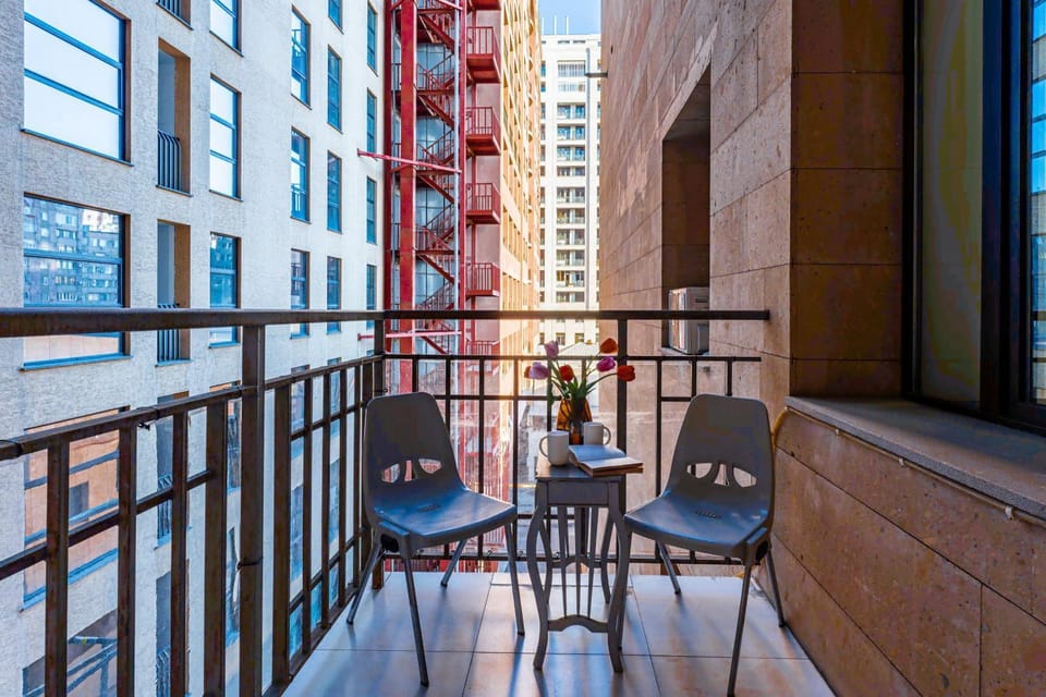 Property building, Patio, Day, View (from property/room), Balcony/Terrace, Living room, Seating area