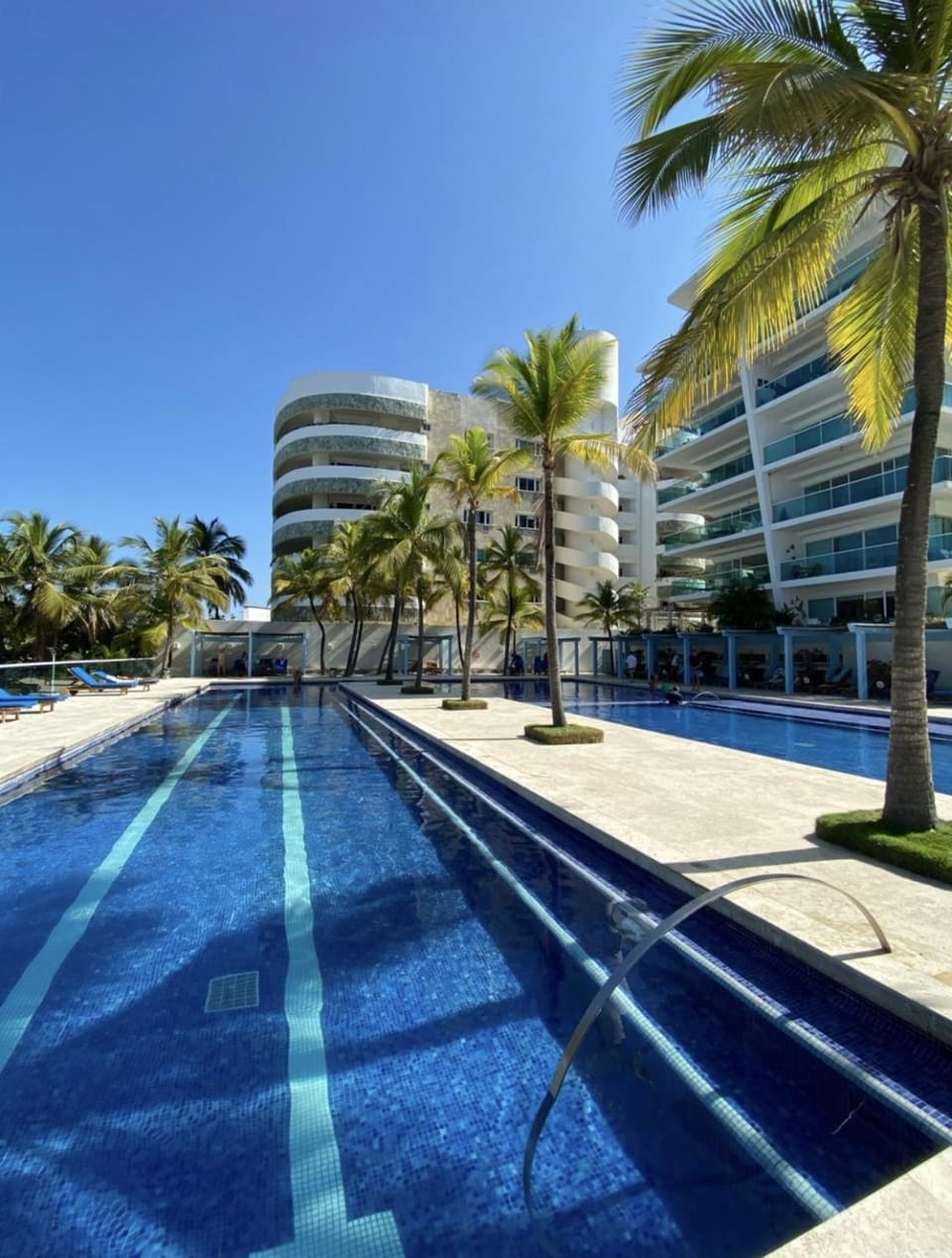 Property building, Pool view, Swimming pool, sunbed