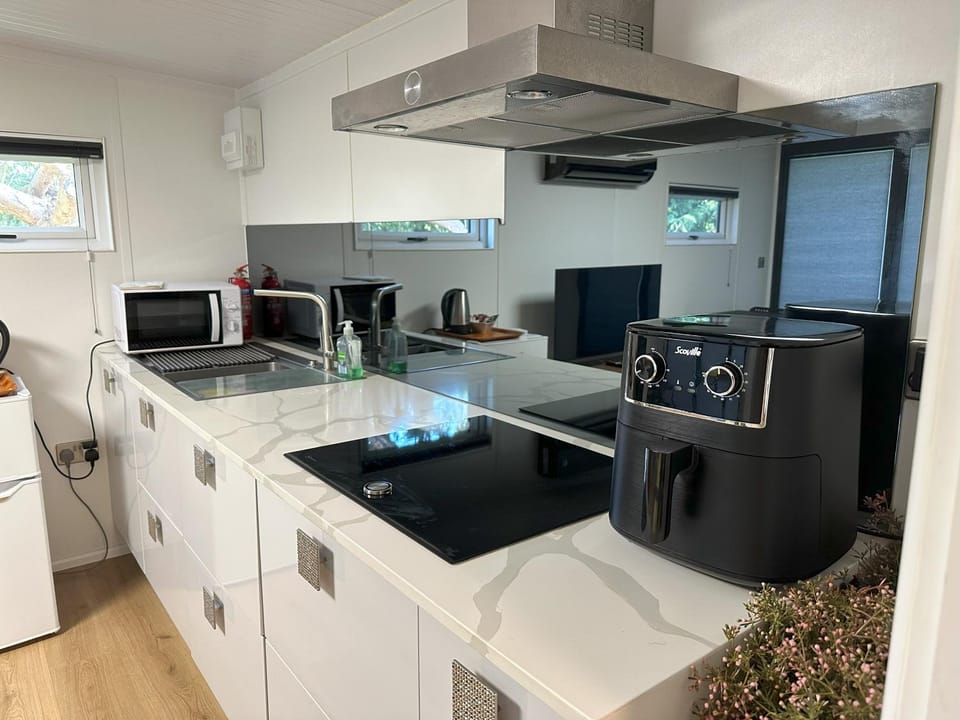 Kitchen or kitchenette, stove