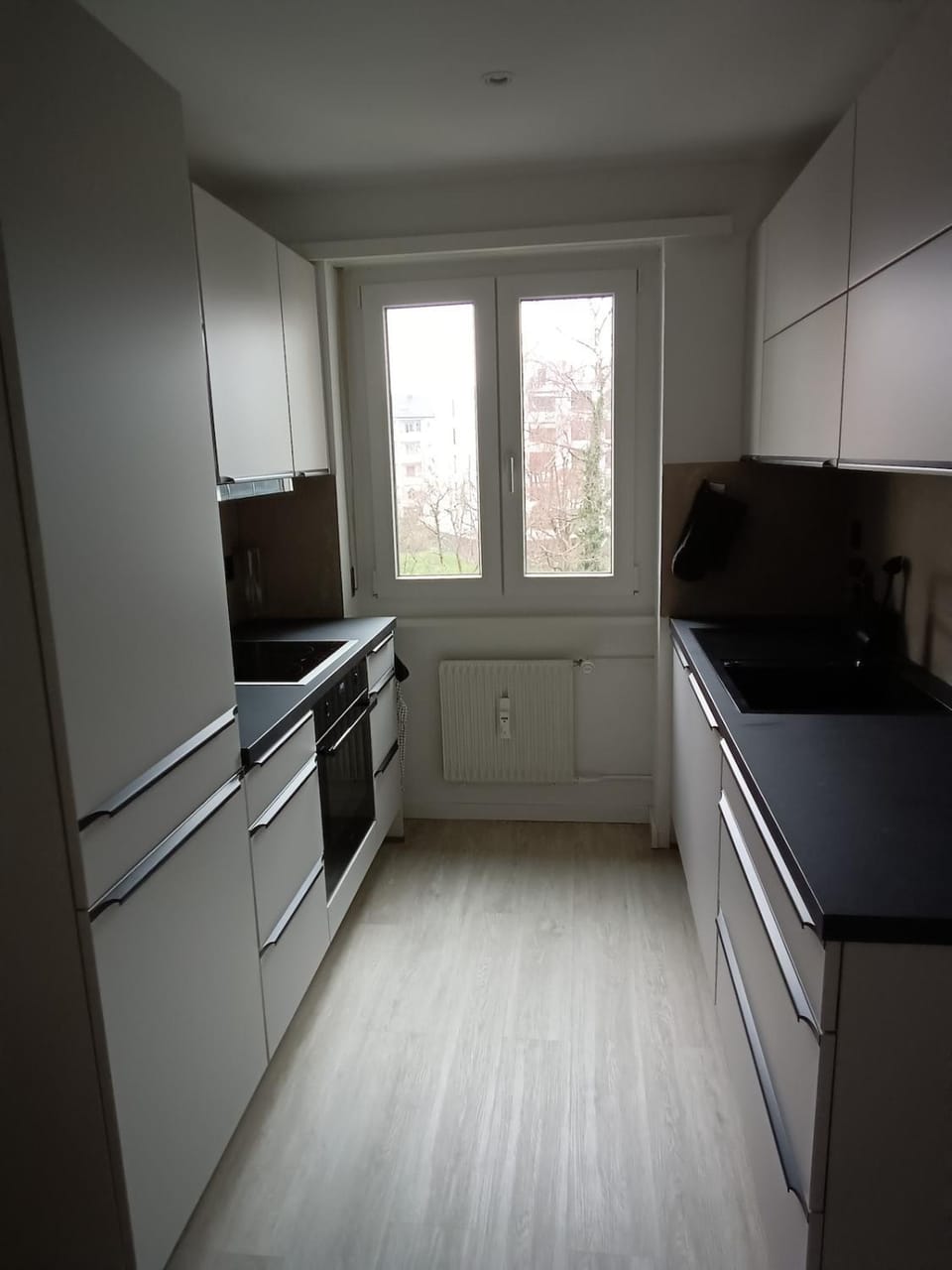 Kitchen or kitchenette, dishwasher, stove