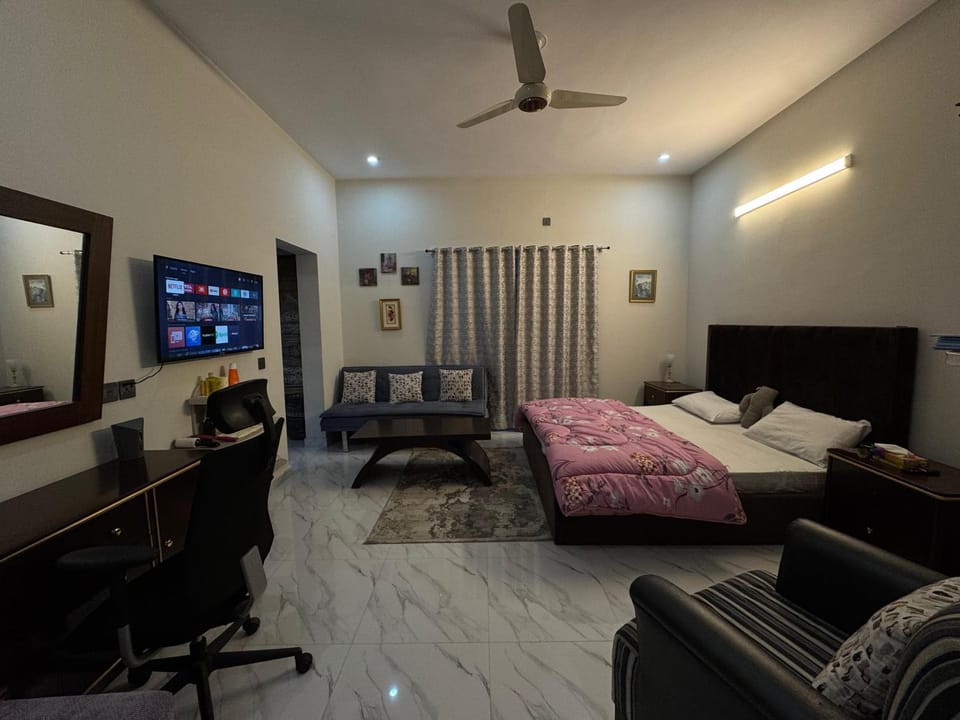Communal lounge/ TV room, Bed, TV and multimedia, Living room, Photo of the whole room, Seating area, Evening entertainment, Bedroom, fireplace, air conditioner
